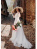 Ivory Eyelash Lace Keyhole Back Lovely Wedding Dress